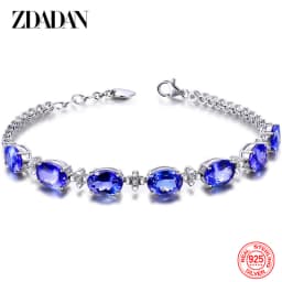 ZDADAN 925 Sterling Silver Sapphire Bracelet Chain For Women Fashion Wedding Jewelry Gift