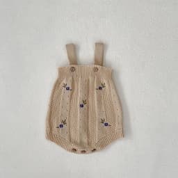 MILANCEL Toddler Baby Girl Clothing Set Embroidery Flower Knit Sweaters Beige Bodysuit Infant Girls Outfit