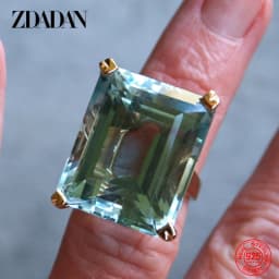 ZDADAN 925 Sterling Silver Aquamarine Gemstone Ring For Women Fashion Party Jewelry Gifts Wholesale