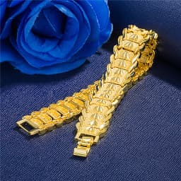 24K Gold Bracelet Electroplated Gold Jewelry 2 Men's Wide Bracelet Bracelet 21CM