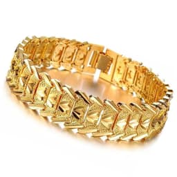 24K Gold Bracelet Electroplated Gold Jewelry 2 Men's Wide Bracelet Bracelet 21CM
