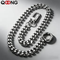 QOONG 40cm Key Chains Hip Hop Rock Punk Street Keyring 304 Stainless Steel Wallet Belt Chain Hipster Anti-lost Keychain Men Y101