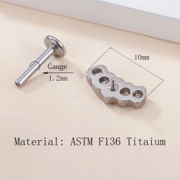 G23 Titanium Ear Studs 5 Oblong CZ Blaze Curve Top Threaded Labret PIERC Lip Stud Ear Cartilage Tragus Helix Piercing Jewelry