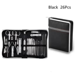 11-26 Pcs Manicure Set Stainless Steel Nail Clippers Cuticle Nipper Pedicure Care Tool Dead Skin Scissor Cleaning Grooming Kit