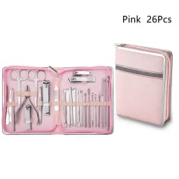 11-26 Pcs Manicure Set Stainless Steel Nail Clippers Cuticle Nipper Pedicure Care Tool Dead Skin Scissor Cleaning Grooming Kit
