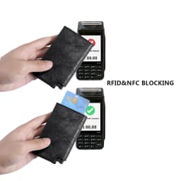 Slim RFID Card Holder Wallet - Men Women Business ID Card Case Leather Money Clip Purse Thin Bank Card Storage