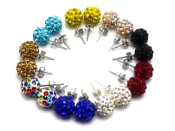 10 Pairs Sparkle Clay Rhinestone Ear Stud 10mm Crystal Pave Disco Ball Earrings