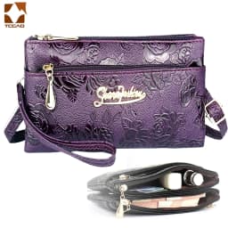 Women's Wallet Four Zipper Long Clutch Bag 3D Knurling Retro Leather Purse Sac Femme Portfel Damski Wristlet Kadın Phone Wallet