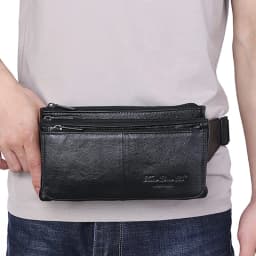 Men Waist Fanny Pack Belt Hip Bag Purse Genuine Leather Travel Fashion Real Cowhide Male Shoulder Sling Chest Cross Body Bag