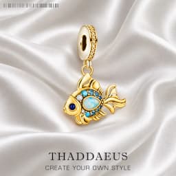 Colourful Fish Gold Plated Pendant Charms DIY Jewelry Summer Cute 100% 925 Sterling Silver Gift
