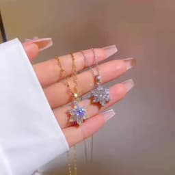 Luxury Golden Stainless Steel Lips Chain Star Pendant Necklace for women Charm Female Jewelry for Girl Gift Party