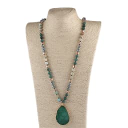 RH Fashion Bohemian Jewelry Accessory 8mm Stone/Glass Knotted Agt Stone Dorp Pendant Necklaces For Women