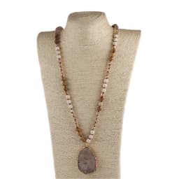 RH Fashion Bohemian Jewelry Accessory 8mm Stone/Glass Knotted Agt Stone Dorp Pendant Necklaces For Women