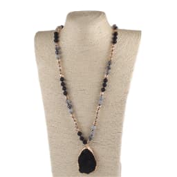 RH Fashion Bohemian Jewelry Accessory 8mm Stone/Glass Knotted Agt Stone Dorp Pendant Necklaces For Women