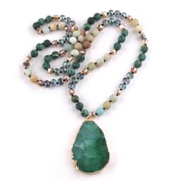 RH Fashion Bohemian Jewelry Accessory 8mm Stone/Glass Knotted Agt Stone Dorp Pendant Necklaces For Women
