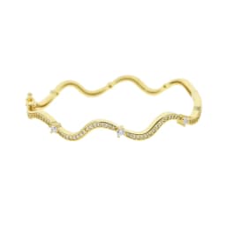 High Quality Fashion Women Jewelry Micro Paved 5A Cubic Zirconia CZ Wave Band Bangle Bracelet