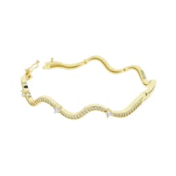 High Quality Fashion Women Jewelry Micro Paved 5A Cubic Zirconia CZ Wave Band Bangle Bracelet