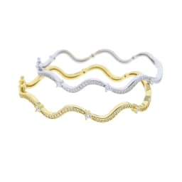 High Quality Fashion Women Jewelry Micro Paved 5A Cubic Zirconia CZ Wave Band Bangle Bracelet