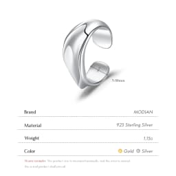 MODIAN 1PCS 925 Sterling Silver Smooth Geometric Design Fashion Clips Earrings Stackable Ear Cuff For Women Girls Party Jewelry