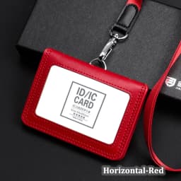 2026 NEW US Police Reporter Coach Referee Doctors Badge Holder Real Cowhide Formal Work ID Card Case with Lanyard Office Supplie