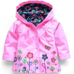 Girls Fashion Waterproof Children Clothes Autumn Casual Baby Boys Windcoat Long Sleeve Jacket Flower Print Kids Hoodie Outwear