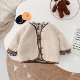 AYNIGIELL 2023 1-6 Years Old Autumn/Winter Children's Jacket Double-Sided Wear Plaid Plush Jacket Kids Jacket