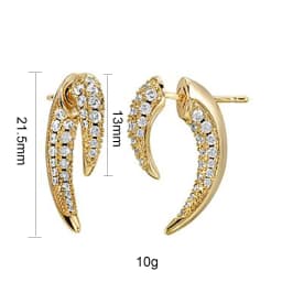 CRMYA Unique Gold Silver Colors Cubic Zirconia CZ Tusk Ear Jacket Stud Earrings For Women Pave Double Spike Earring Jewelry