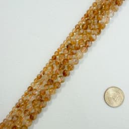 Semi-precious Stones AAAA Quality White Cracks Yellow Citrine Crystal Stone Round Loose Beads 6 8 10 MM Pick Size For Jewelry