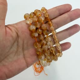 Semi-precious Stones AAAA Quality White Cracks Yellow Citrine Crystal Stone Round Loose Beads 6 8 10 MM Pick Size For Jewelry