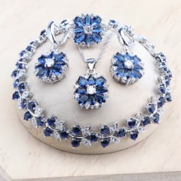 Bridal Jewelry Sets Silver 925 Flower Colorful Zircon Bracelets Earrings Rings Pendant Wedding Necklace Set Jewelry For Women