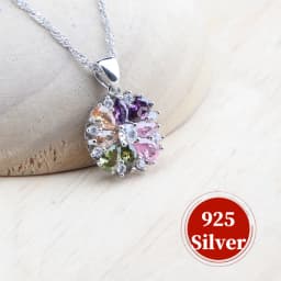 Bridal Jewelry Sets Silver 925 Flower Colorful Zircon Bracelets Earrings Rings Pendant Wedding Necklace Set Jewelry For Women