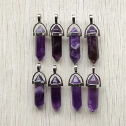 Fashion Natural Amethyst Stone Crystal Pillar Hexagonal Healing Reiki Point Pendants for Jewelry Making 24pcs/lot Wholesale