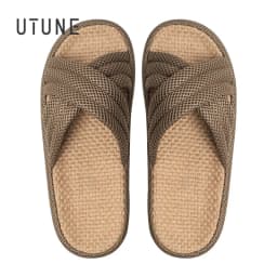 UTUNE Mute Linen Slippers For Women Japanese Indoor Summer Shoes Mesh Cloth EVA Sole Jute Home Slippers Men Non-slip Slippers