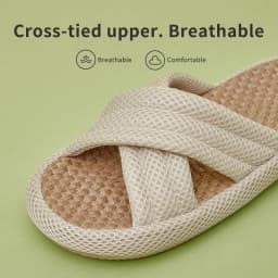UTUNE Mute Linen Slippers For Women Japanese Indoor Summer Shoes Mesh Cloth EVA Sole Jute Home Slippers Men Non-slip Slippers