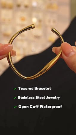 Yhpup Opening 316 Stainless Steel Wrist Bracelet Bangle Gold Color Minimalist Texture Statement Brand Jewelry for Women Party