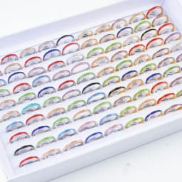 10/20Pcs/Lot New Fashion Row Rhineston Stainless Steel Ring For Women Simple Classic Mixed Style Jewelry Wedding Party Gifts