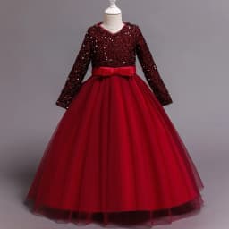 Princess Mesh Dress 4-14y Girl Christmas Winter Party Clothing Kids Sequin Wedding Dresses Children Spring Autumn Prom Costume