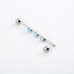 14G Implant Grade Titanium ASTM F136 Internal Thread Long Bar Ear Tragus Cartilage Industrial Piercing OpalStud Ear Ring Body Je
