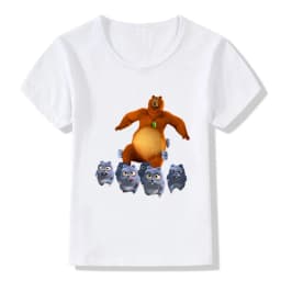 Sunlight Grizzy Bear Print Cartoon Boys T-shirt Cute Lemmings Funny Baby Girls Clothes Summer Kids T shirt Children Tops,HKP5426