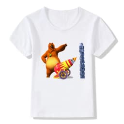 Sunlight Grizzy Bear Print Cartoon Boys T-shirt Cute Lemmings Funny Baby Girls Clothes Summer Kids T shirt Children Tops,HKP5426