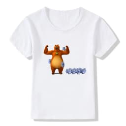 Sunlight Grizzy Bear Print Cartoon Boys T-shirt Cute Lemmings Funny Baby Girls Clothes Summer Kids T shirt Children Tops,HKP5426
