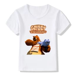 Sunlight Grizzy Bear Print Cartoon Boys T-shirt Cute Lemmings Funny Baby Girls Clothes Summer Kids T shirt Children Tops,HKP5426