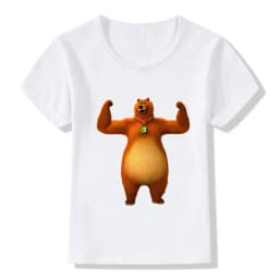 Sunlight Grizzy Bear Print Cartoon Boys T-shirt Cute Lemmings Funny Baby Girls Clothes Summer Kids T shirt Children Tops,HKP5426