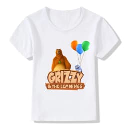 Sunlight Grizzy Bear Print Cartoon Boys T-shirt Cute Lemmings Funny Baby Girls Clothes Summer Kids T shirt Children Tops,HKP5426
