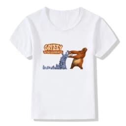 Sunlight Grizzy Bear Print Cartoon Boys T-shirt Cute Lemmings Funny Baby Girls Clothes Summer Kids T shirt Children Tops,HKP5426