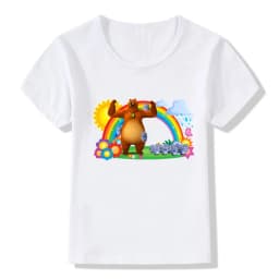 Sunlight Grizzy Bear Print Cartoon Boys T-shirt Cute Lemmings Funny Baby Girls Clothes Summer Kids T shirt Children Tops,HKP5426