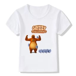 Sunlight Grizzy Bear Print Cartoon Boys T-shirt Cute Lemmings Funny Baby Girls Clothes Summer Kids T shirt Children Tops,HKP5426
