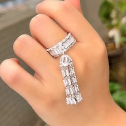 ThreeGraces New Fashion Cubic Zirconia Long Tassel Charms Elegant Engagement Rings for Women Bridal Wedding Prom Jewelry R225