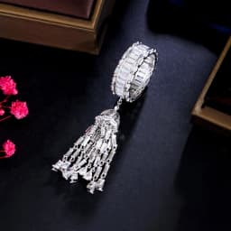 ThreeGraces New Fashion Cubic Zirconia Long Tassel Charms Elegant Engagement Rings for Women Bridal Wedding Prom Jewelry R225