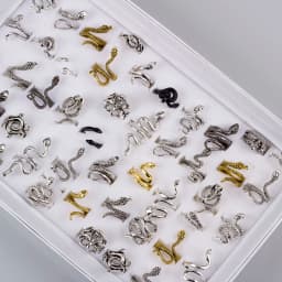 20Pcs/Lot Vintage Snake Animal Rings for Men and Women Adjustable Open Gothic Accessories Wholesale Punk Slivery Fashion Jewelry